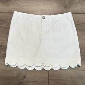 Lilly Pulitzer Colette Scallop Hem Skirt Skort Mid Rise White Size 4